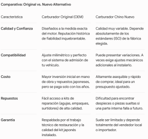 Carburador Chino vs Carburador Original Japonés. Ventajas y desventajas.